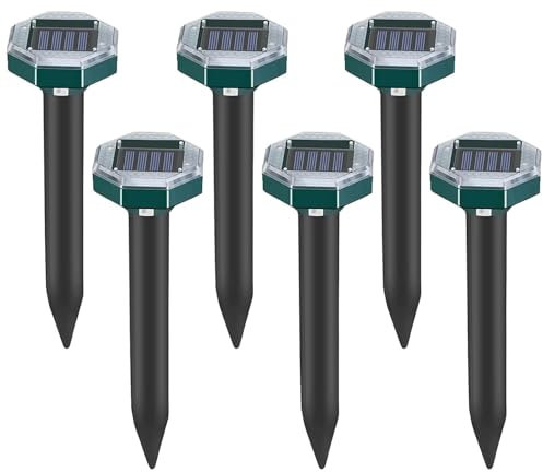 Solar Maulwurf Vertreiber,Mole Repellent,Wasserfester Maulwurfsvertreiber Ultraschall Maulwurfschreck zur Vertreibung von Maulwürfen, Erdhörnchen und Wühlmäusen aus Gärten und Grünanlagen (6)