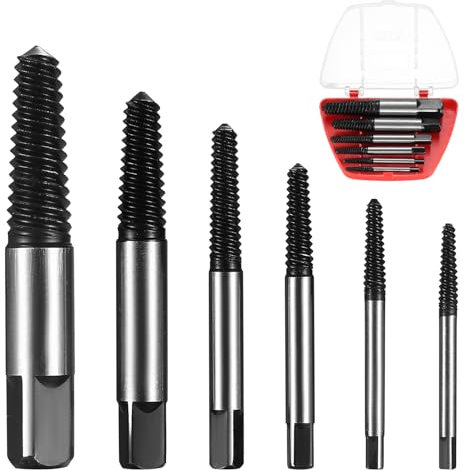 6Pcs Damaged Screw Extractor Set - Easy Out Broken Bolt Stud Extractor Drill Kit for 1/8 to 1'' Broken Nut Pipe Faucet
