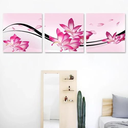 Nordische romantische Blumen und Weinreben, umgebende Kunst, Leinwandgemälde, moderne Wanddekoration, Wohnzimmer, Heimdekoration, 50 x 50 cm, 3 Stück, ohne Rahmen