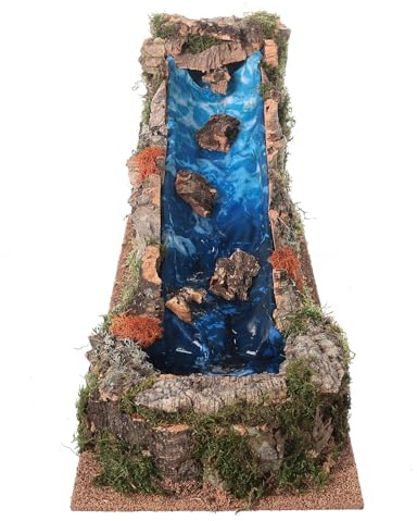 Holyart Ponte presepe, ruscelli, staccionate: Cascata grande con pompa presepe 10 cm 25x60x20cm