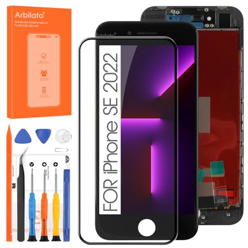 Schermo LCD per iPhone SE 2022 (3a generazione) Display Touch Assemblato Sostituzione A2783 A2595 con kit (nero, 4,7)