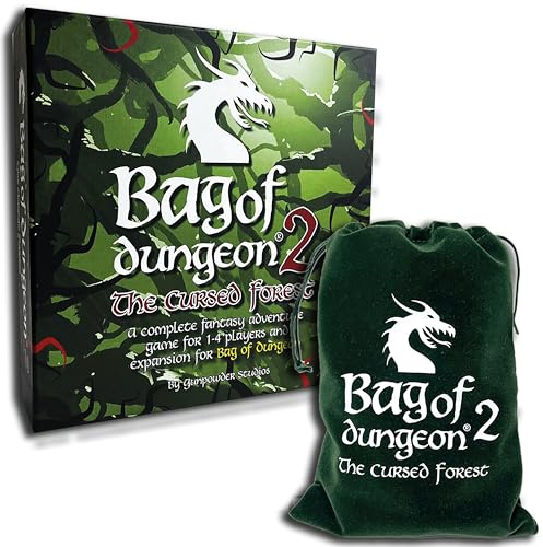 Bag of Dungeon 2 – Der verfluchte Wald | Fantasy-Dungeon-Crawler Brettspiel | 1–4 Spieler | Ab 7 Jahren | Eigenständiges Spiel oder Erweiterung | Mit Bag of Dungeon kombinierbar | Englische Ausgabe