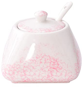 ABBNIA Azucarero de cerámica Colorido con Tapa, azucarero de Porcelana con Cuchara, pequeño salero, Tarro de Almacenamiento para café, Bar, Restaurante, Cocina, Jarra