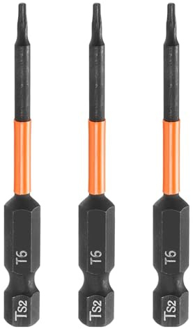 QUARKZMAN 3 Stück T6 Torx Bit Schraubendreher Bit Set 100mm lang 1/4 Magnetisch Sechskantschaft Ohne Loch Hex Sechskant Schraubendreher Bohrer S2 Stahl Bitsatz für Akkuschrauber Werkzeug