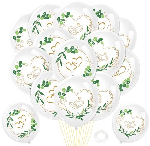 HOWAF 20 Pièces Ballon Mariage Decoration, Ballon Blanc en Latex Gonflable Balon Aniverser Decoration Mariage Champetre Just Married Decoration Voiture Mariage Champetre