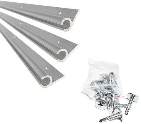 KEDER UK Campervan Awning C Rail Channel Motorhome Caravan Van attachment rails C channel track 3 x120cm Anodized Aluminum with Pre-Drilled holes and stainless steel screws