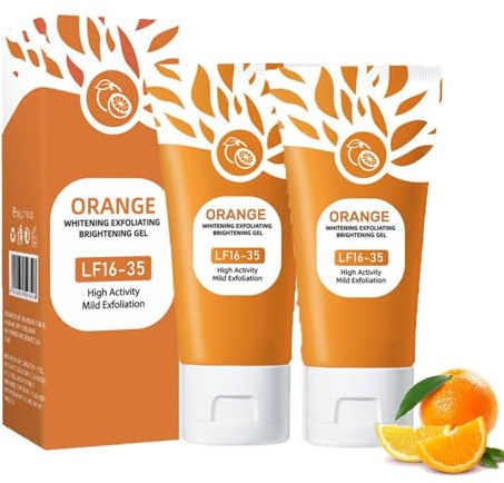 Gel esfoliante arancione naturale Lf16-35, 2 gel esfoliante arancione, gel detergente esfoliante, gel esfoliante, per pulizia profonda e idratante (2 pezzi, 50 g)
