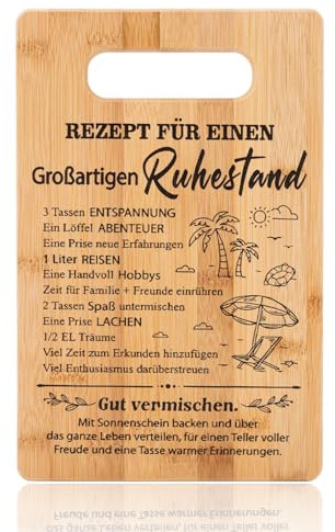 Rentner Geschenk Mann Frauen, Witzige Holzbrett Ruhestand Geschenk, Ruhestand Schneidebrett Holz mit Sprüchen, Abschiedsgeschenk für Kollegen, Küchenbrett Brotbrett Frühstücksbrettchen Lustig