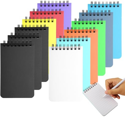 Vaskula 12 Stück Notizblock A7 Bunt Mini Notizheft 10 Farben Notizblock Klein 50 Blatt/100 Seiten Spirale Pocket Notizheft mit Blau Liniert für Reisen Zuhause Arbeit Schule