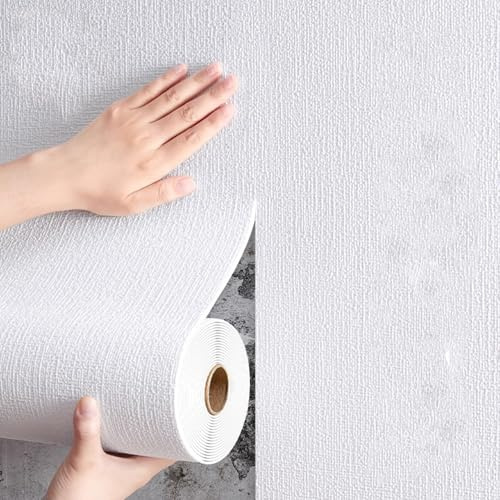 Générique Papier Peint Isolant pour Murs Intérieurs 5 Mm D'épaisseur, Papier Peint Thermique Autocollant, Stickers pour Meubles, Papier Peint Texturé pour Salons Et Chambres,Blanc,0.50mx5m