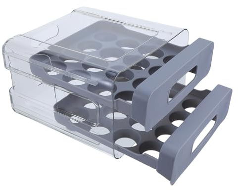 VALICLUD Eierbehälter Kühlschrank Kunststoff Aufbewahrungsbox mit Schiebeschublade Transparenter Stapelbarer Eierhalter Organizer Frische-eierbox für Küche und Picknick