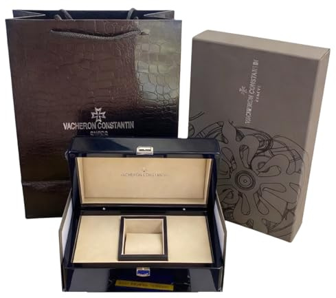 ROUREOX Högblank Lackad Trä Klockkista Mörkröd Randig Mönster Enkel Slot Display Väska 1300g för Vacheron Constantin Malte