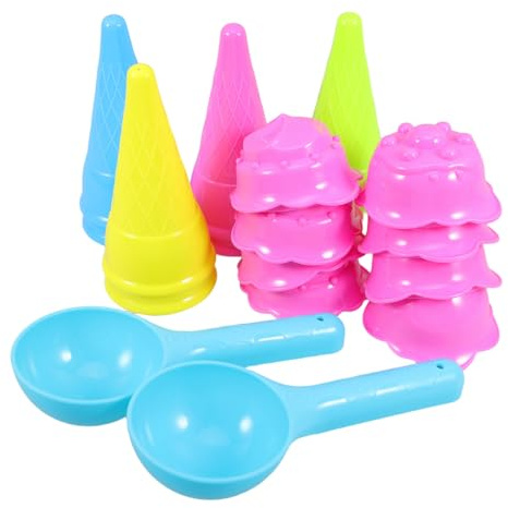 Veemoon 1 Set Kids Ice Cream Cone Sand Toys Outdoor Play Ice Cream Scoop Toy Beach Sand Molds Creative Kids Set for Toddlers