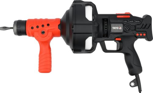 YATO Elektrischer Rohrreiniger 260 W mit 7m Reinigungsspirale 7mm Rohrreinigungsmaschine Drehrichtungswechsel automatische Spiralförderung für Rohre 19-50mm