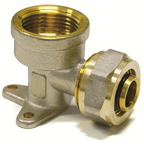 Pipetec Schraubfitting Wandwinkel Wandscheibe 20x2 mm 3/4 Zoll Innengewinde für Mehrschicht-Verbundrohr, DVGW, UBA-konform, bis max.100°C
