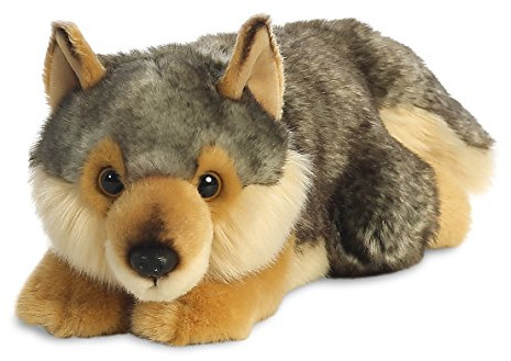 Aurora World 26264 Puffin MiYoni Wolf Lying Plüsch, 0 Monate to 99 Jahre , Mehrfarbig, 11 Zoll