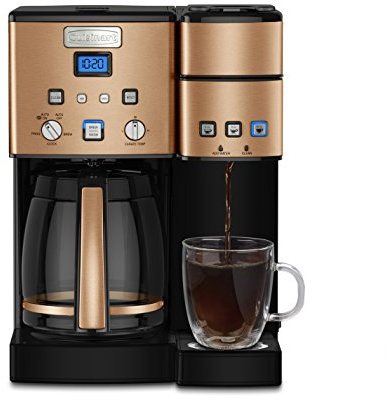 Cuisinart Single Serve + 12 Cup Coffee Maker, Offers 3-Sizes: 6-Ounces, 8-Ounces and 10-Ounces, Stainless Steel, SS-15CP, Copper