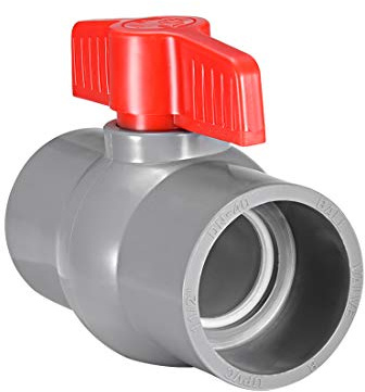 sourcing map 50mm PVC Ball Valve for Water Supply Pipe, Slip Connection, Grey