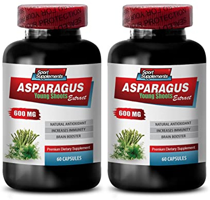 Diuretic Pills - Asparagus 600 MG - Young Shoots Extract - Premium Dietary Supplement - antioxidant Supplement for Skin - Asparagus Extract, antioxidant Supplement, Asparagus Pills - 2B 120 Capsules
