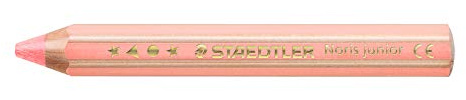 STAEDTLER Noris junior 140 Buntstifte 3 in 1 – Pfirsich, 6 Stück | Dick, Wachsmal- & Aquarellstift für Papier & Glas, bruchsicher – Art.-Nr. 140-43