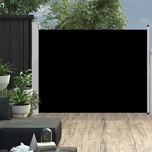 Tidyard Ausziehbare Seitenmarkise 140×500 cm Schwarz Sichtschutz Sonnenschutz Windschutz Seitenrollo Markise Seitenwandmarkise Balkon Garten Terrasse Seitenmarkise Zertifiziert Sonnenschutz
