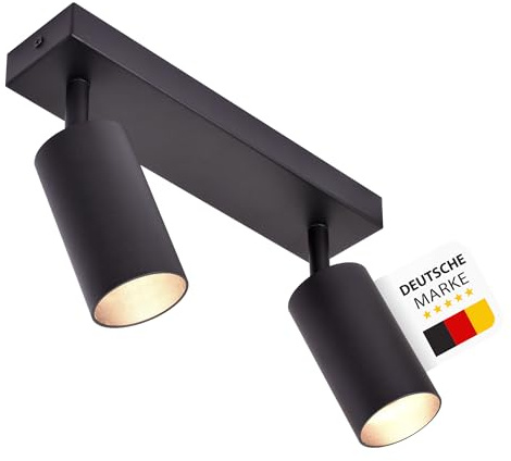 LED Deckenleuchte 866-2 schwarz | 2x schwenkbare Spots mit GU10-Fassung | Aluminium Design | Decken- & Wandleuchte | 230V | IP20 | für Wohn- & Objektbereich