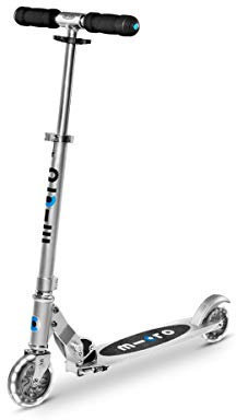 micro™ Sprite LED Kinder Kinderscooter | Cityroller mit LED-Rollen | klappbar und Lenker höhenverstellbar | ab 5 J. | Tretroller in 6 Farben erhältlich Farbe Silver matt