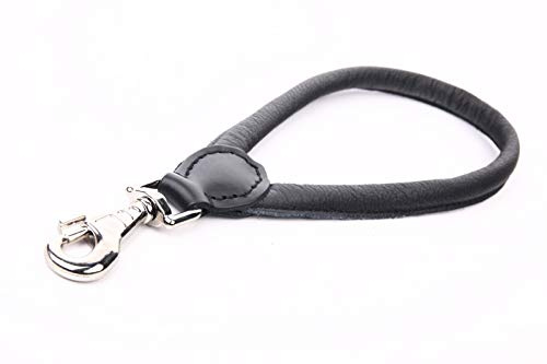HOGACA Echt-Leder-Hunde-Kurz-Führ-Leine 508 Hundeleine ø 10 mm x 30 cm lang DAS ORIGINAL in schwarz