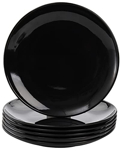 Peohud 6 Pack Melamine Dinner Plates, 11 Inches Round Dinner Dishes, Serving Dishes for Salad, Pasta, Break-resistant, Dishwasher Safe