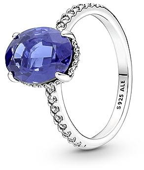 Pandora Timeless Ring Statement-Halo, Sterlingsilber, mit prinzessblauem Kristall und klarem Cubic Zirkonia