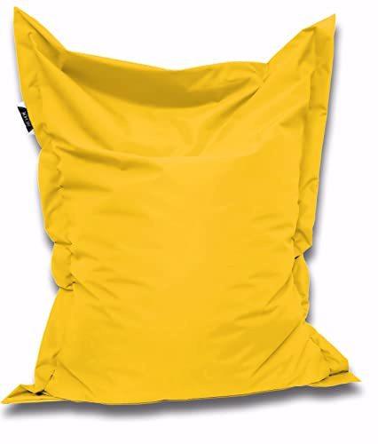 PATCH HOME Orginal Premium Gaming Sitzsack Sitzkissen für In & Outdoor Fertig befüllt in 3 Größen & 27 Farben 160 x 145cm Gelb