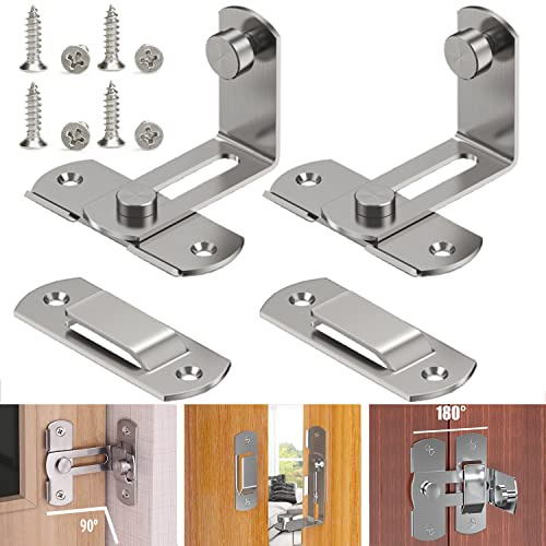 Favuit Türriegel Edelstahl, 90° Riegelschloss Schiebetür Schloss Türriegel Riegel Flip Latch Tür Schlossriegel mit Fester Schraube für Tor Fenster Schrank Schlafzimmer Gärten Badezimmer