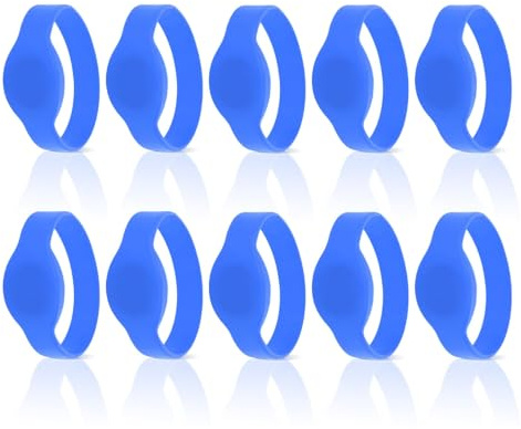 10Pcs 125Khz Bracelet RFID, Contrôle d'accès de bracelet RFID de carte d'identité en silicone étanche Bracelet en silicone pour carte IC pour piscine, sauna, salle d'hôtel (Bleu)