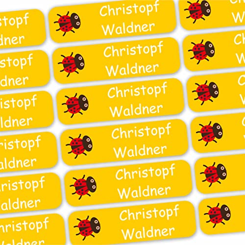 INDIGOS UG Namensaufkleber Kinder Schule - 35x10mm - Maikäfer - Bekleidung - 120 Sticker für Wäscheetiketten - Kindergarten - Textiletiketten personalisiert - Aufkleber selbst gestalten