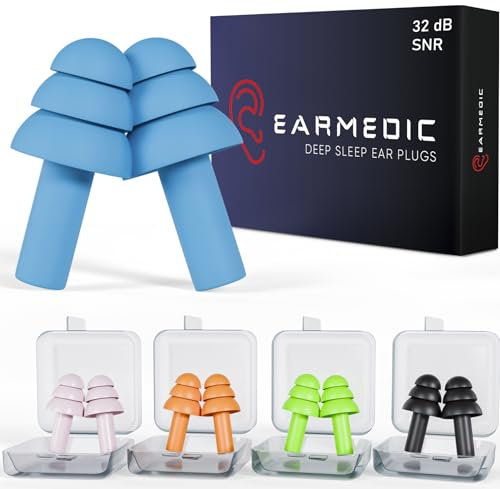 Ear Plugs for Sleep - 6 Pairs Soft Silicone Reusable Noise Cancelling Earplugs for Side Sleepers & Snoring