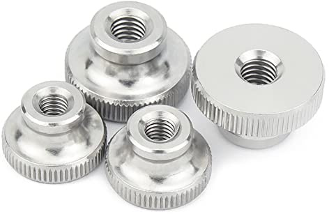 FEEIMOL 1 Pezzi M12 Dado Zigrinato Manopole Rotonde Dado di Serraggio a Mano a Testa Alta in Acciaio Inossidabile 304 (Foro Passante)