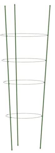 vidaXL Garden Plant Supports - Steel Rings for Climbing Fruits, Flowers and Vegetables, Indoor and Outdoor Use, Green, 90cm, Pack of 5