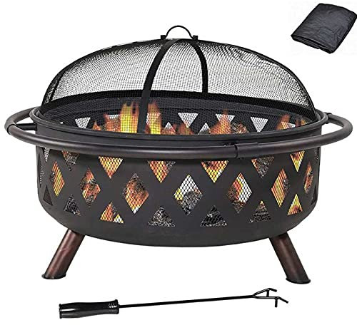 ZAANU Pozo de Fuego al Aire Libre de 36 Pulgadas, tazón de Fuego portátil Grande para Quemar Madera con área de Barbacoa para cocinar, Rejilla para Parrilla