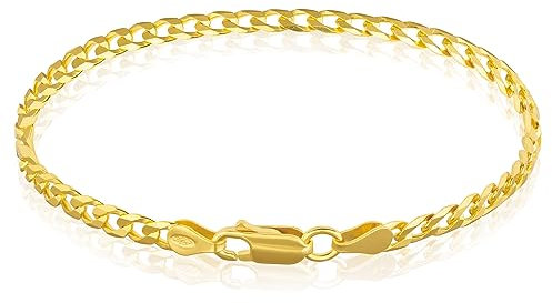 Mary & Jules Armband Damen Gold aus 925 Sterling Silber vergoldet, aus recyceltem Silber, Damen Armband Gold aus Panzerkette, Goldarmband für Frauen & Mädchen