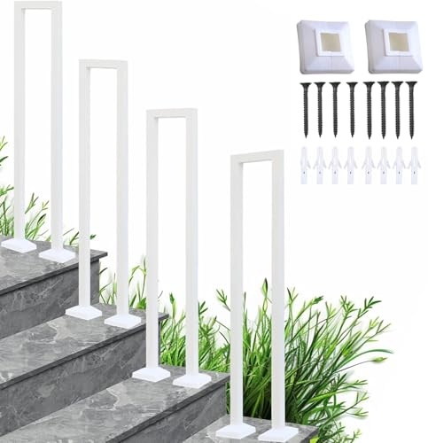 U-förmiger Handlauf, Treppengeländer Innen, Treppengeländer Außen, Handlauf Treppe, Geländer Außen, Nordic Moderner Rutschfester Dekorativer Zaun für Villen, Balkone, Flure (95 * 20, Weiß)