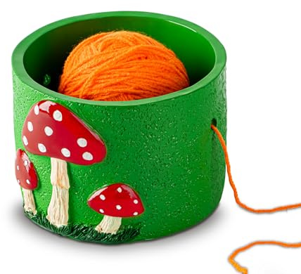 Mushroom Yarn Bowl for Crocheting Green Crochet Bowls for Yarn Red Docor Crochet Bowl Knitting Bowl