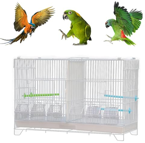 MUL-BOUTIQUE Vogelkäfig Voliere Mit Futterhaus - Tragbar Aus Metalldraht Mit Griff, Tablett Mit Schubladen, Trennwand für Kleine Und Mittelgroße Papageien
