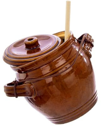 GRIRIW Pickle Jar Self-Pressure Ceramic Food Container 1.3L Fermentation Jar Crock Pickling Sealed Canister Kimchi Container Kitchen Storage for Home Making Pickles