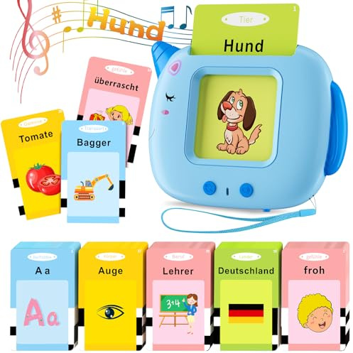 Deutsch: Lernspielzeug für Kinder ab 1- 6 Jahr, 202 Blätter 404 Wörter, Pädagogisch Interaktive Spielzeug für Jungen Mädchen Spielzeug Geschenk (Blau)