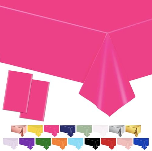 2 Stück Rose Tischtuch Tischdecken,137 * 274cm Kunststoff wasserdicht Tabelle deckt Party Tischdekorationen für Kinder Picknick Geburtstag, Graduierung Hochzeit Party Supplies