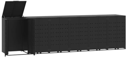 vidaXL Mülltonnenbox für 6 Tonnen Schwarz 414x79x117 cm Stahl