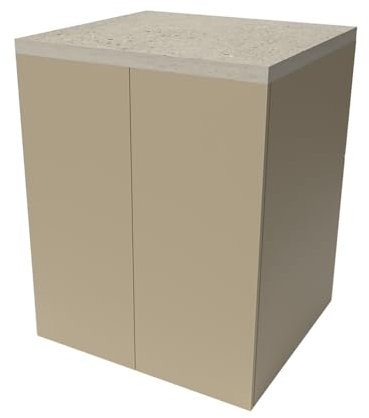 Mobile lavanderia multiuso con ante 71x91 cm tortora ed effetto pietra, ante con apertura push-pull e ripiano interno, WANDA