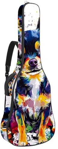 Gitarrentasche in voller Größe, 101,6 cm, 104,4 cm, 106,7 cm, Tragetasche für E-Bass, klassische Gitarre, Kunst magischer Kreis mit Sternzeichen, Sternbildern, Mondphasen, Mehrfarbig 04, 42.9x16.9x4.7