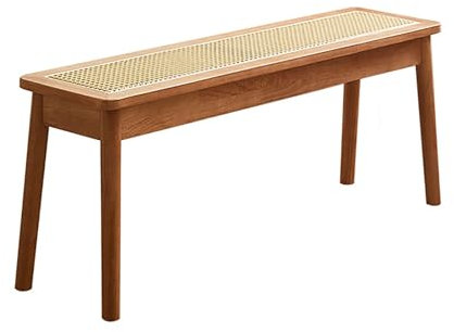 Farmhouse Rustikale Holzbank, stabiler Rahmen, Esszimmerbank, Massivholz, Eingangssitz für Wohnzimmer, Flur, Schlafzimmer, Badezimmer, Beige, 120 cm