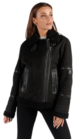 BARONE giubbotto montone donna shearling, giubbotto di pelle donna style shearling, pelle di agnello ed alcantara MADE IN ITALY